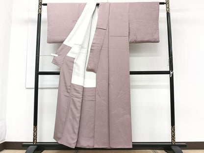 平和屋着物■色留訪問着　色無地　遠山地紋　梅鼠色　正絹　逸品　CABG6852xi
