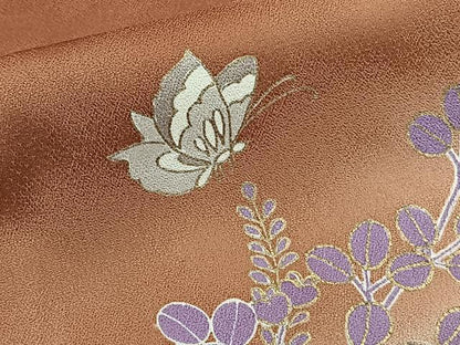 平和屋着物■訪問着　刺繍　舞蝶文　枝萩　暈し染め　金彩　正絹　逸品　CABG6853xi
