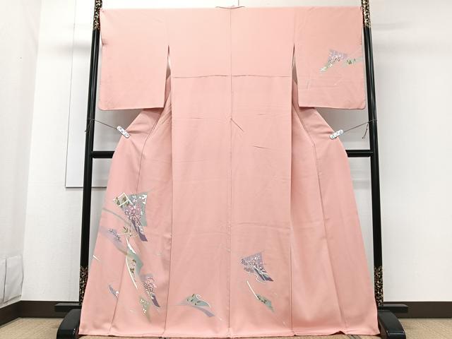 平和屋着物■訪問着　誰が袖花文　ロング丈　正絹　逸品　CABG6854xi
