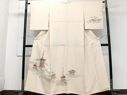 平和屋着物■訪問着　鉾人物文　寿光織　金糸　正絹　逸品　CABG6855xi