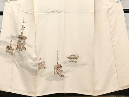 平和屋着物■訪問着　鉾人物文　寿光織　金糸　正絹　逸品　CABG6855xi