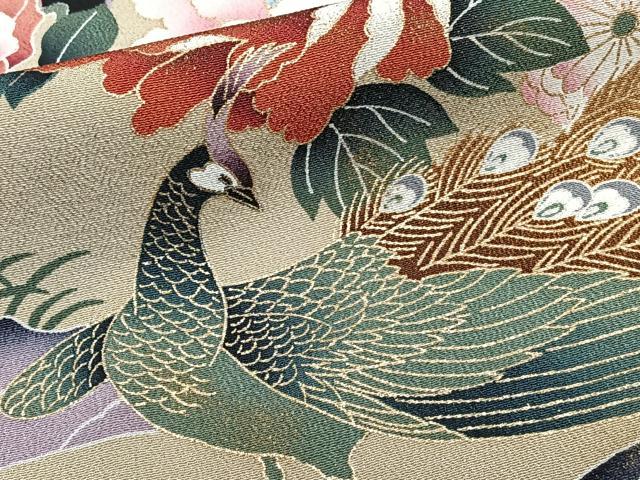 平和屋着物■豪華黒留袖　籬花文　鶴　金彩　正絹　逸品　CABG6857xi