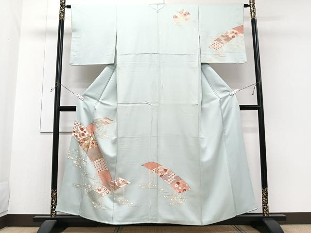 平和屋着物■訪問着　刺繍　渡橋花文　金彩　正絹　逸品　CABG6861xi