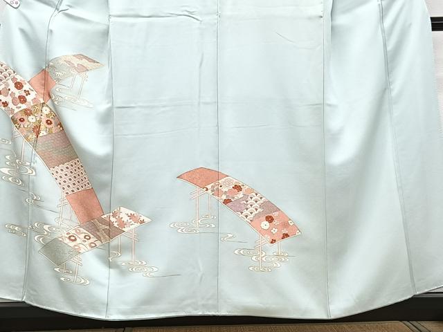 平和屋着物■訪問着　刺繍　渡橋花文　金彩　正絹　逸品　CABG6861xi