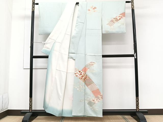平和屋着物■訪問着　刺繍　渡橋花文　金彩　正絹　逸品　CABG6861xi