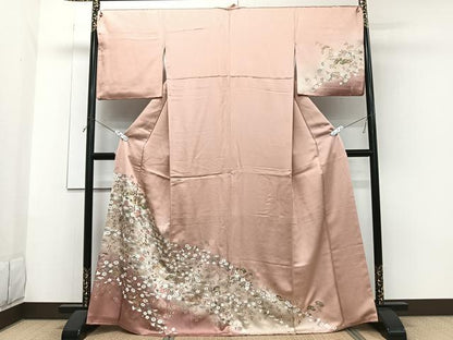 平和屋着物■訪問着　扇花文　松竹梅　暈し染め　金彩　正絹　逸品　CABG6863xi