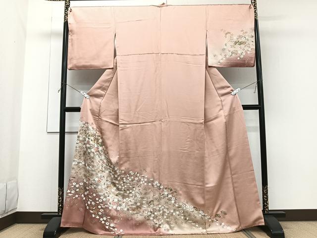 平和屋着物■訪問着　扇花文　松竹梅　暈し染め　金彩　正絹　逸品　CABG6863xi