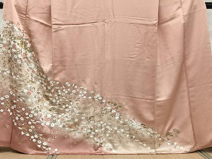 平和屋着物■訪問着　扇花文　松竹梅　暈し染め　金彩　正絹　逸品　CABG6863xi