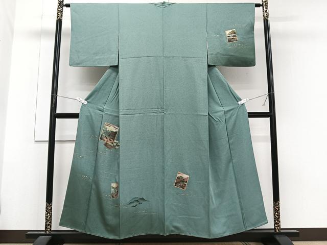 平和屋着物■訪問着　色紙人物風景文　暈し染め　金彩　正絹　逸品　CABG6867xi