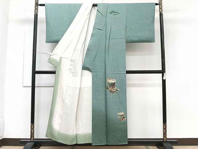 平和屋着物■訪問着　色紙人物風景文　暈し染め　金彩　正絹　逸品　CABG6867xi