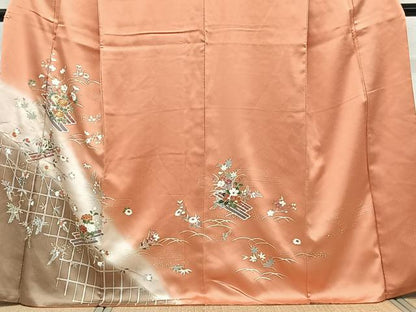 平和屋着物■訪問着　駒刺繍　花筏　暈し染め　金彩　正絹　逸品　CABG6869xi