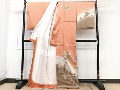 平和屋着物■訪問着　駒刺繍　花筏　暈し染め　金彩　正絹　逸品　CABG6869xi