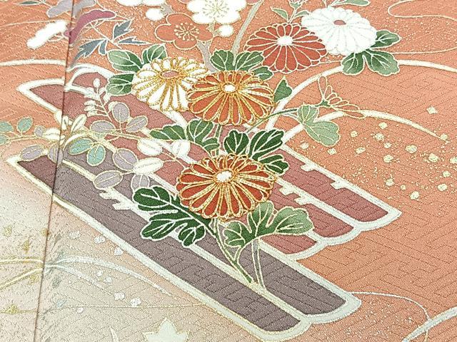 平和屋着物■訪問着　駒刺繍　花筏　暈し染め　金彩　正絹　逸品　CABG6869xi