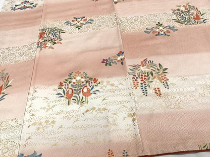平和屋着物■上質な小紋　横段花鳥文　金彩　正絹　逸品　未使用　CABG6870xi
