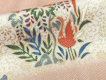 平和屋着物■上質な小紋　横段花鳥文　金彩　正絹　逸品　未使用　CABG6870xi