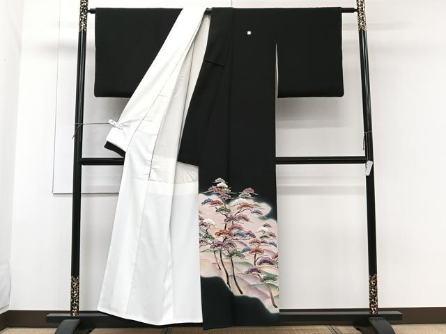 平和屋着物■豪華黒留袖　作家物　波枝松文　暈し染め　正絹　逸品　CABG6874xi