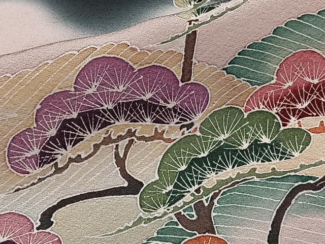 平和屋着物■豪華黒留袖　作家物　波枝松文　暈し染め　正絹　逸品　CABG6874xi