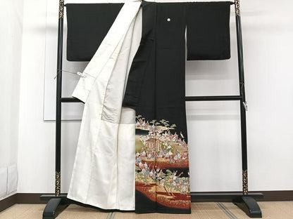 平和屋着物■豪華黒留袖　作家物　御所車人物文　暈し染め　金彩　正絹　逸品　CABG6875xi