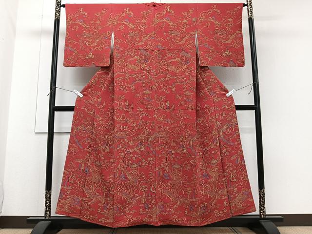 平和屋着物■訪問着　人物風景文　鬼しぼ縮緬　正絹　逸品　CABG6884xi