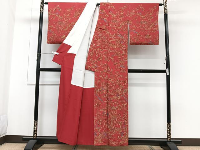 平和屋着物■訪問着　人物風景文　鬼しぼ縮緬　正絹　逸品　CABG6884xi