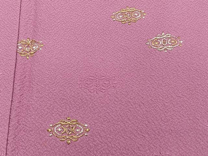 平和屋着物■色留訪問着　蘇州刺繍　幾何学文　金銀糸　正絹　逸品　CABG6885xi