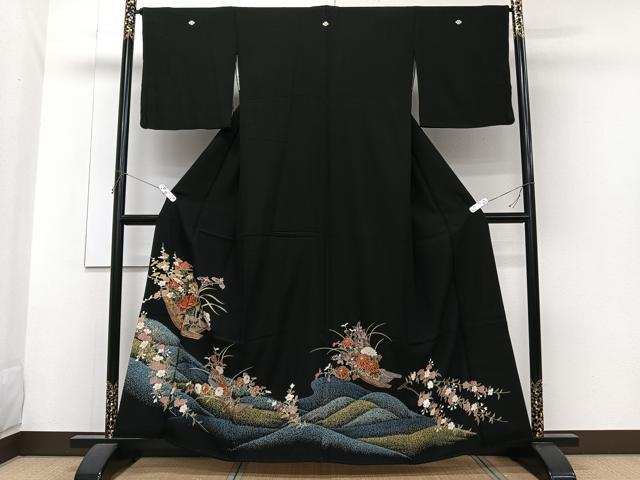 平和屋着物■豪華黒留袖　駒刺繍　花船文　金彩　正絹　逸品　CABG6891xi