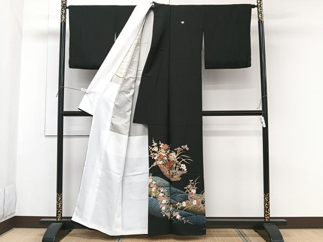 平和屋着物■豪華黒留袖　駒刺繍　花船文　金彩　正絹　逸品　CABG6891xi