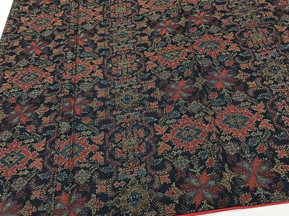 平和屋着物■上質な紬　草花文　正絹　逸品　CABG6894xi