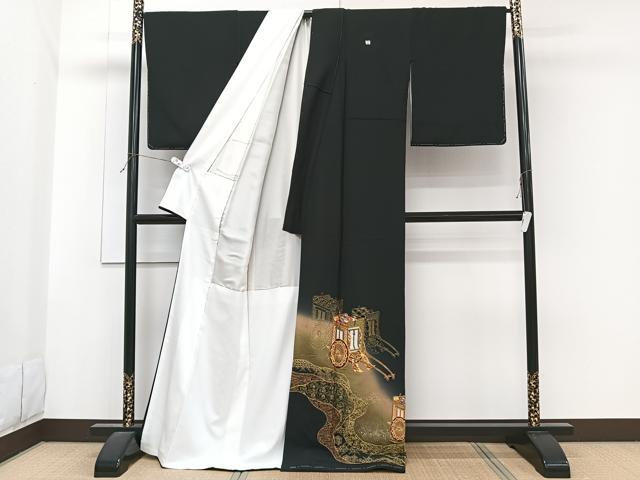平和屋着物■豪華黒留袖　泰常　駒刺繍　道長車花文　暈し染め　金彩　正絹　逸品　未使用　CABG6895xi