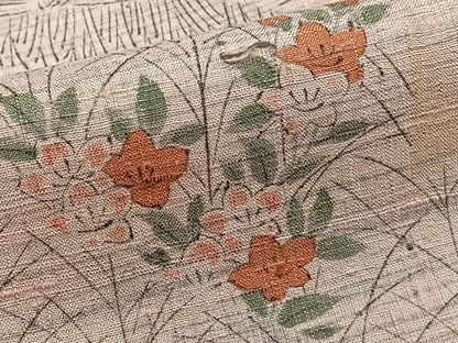 平和屋着物■上質な紬　手描き　草花文　正絹　逸品　CABG6896xi