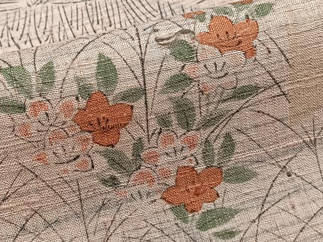 平和屋着物■上質な紬　手描き　草花文　正絹　逸品　CABG6896xi