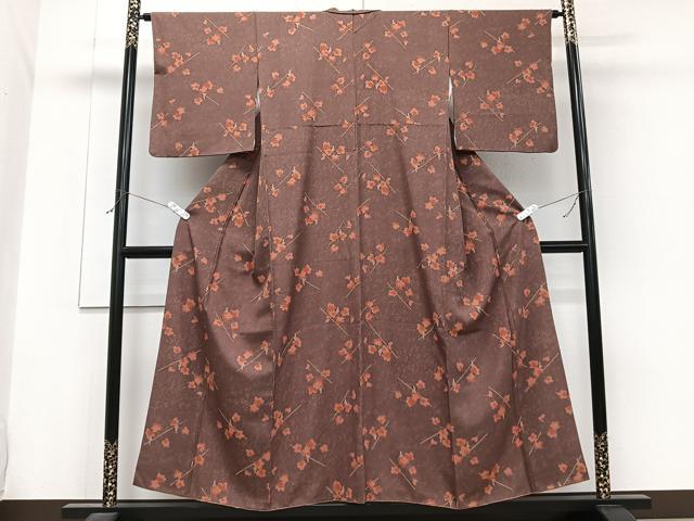 平和屋着物■上質な小紋　葡萄蔦の葉文　正絹　逸品　CABG6897xi