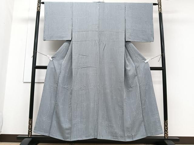 平和屋着物■上質な色無地 枝松地紋 灰青色 正絹 逸品 CABG6904xi