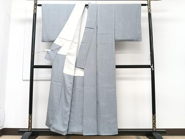 平和屋着物■上質な色無地 枝松地紋 灰青色 正絹 逸品 CABG6904xi