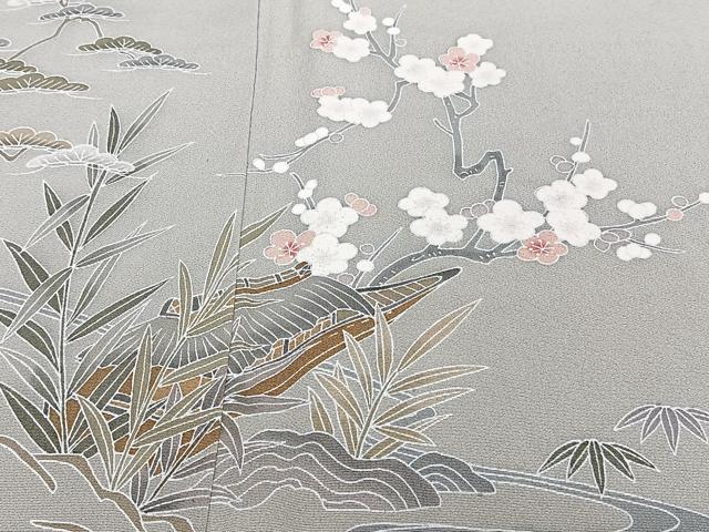 平和屋着物■訪問着　作家物　流水船文　松竹梅　暈し染め　正絹　逸品　CABG6905xi