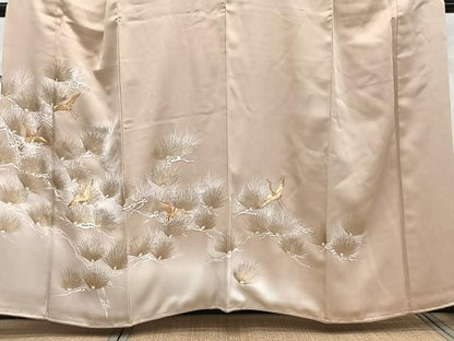 平和屋着物■豪華色留袖 駒刺繍 飛鶴松文 暈し染め 金彩 正絹 逸品 CABG6906xi