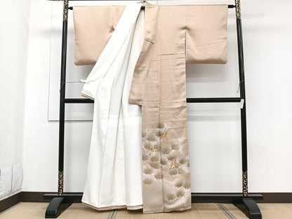平和屋着物■豪華色留袖 駒刺繍 飛鶴松文 暈し染め 金彩 正絹 逸品 CABG6906xi