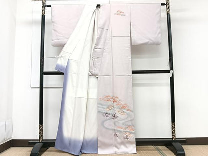平和屋着物■訪問着 刺繍 流水船松文 暈し染め 正絹 逸品 CABG6908xi