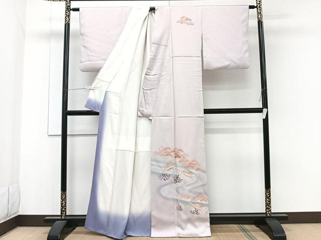 平和屋着物■訪問着 刺繍 流水船松文 暈し染め 正絹 逸品 CABG6908xi