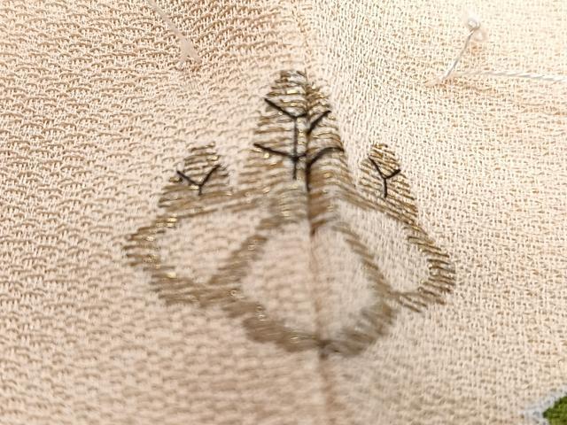 平和屋着物■訪問着 駒刺繍 絵霞鶴文 金彩 正絹 逸品 未使用 CABG6910xi