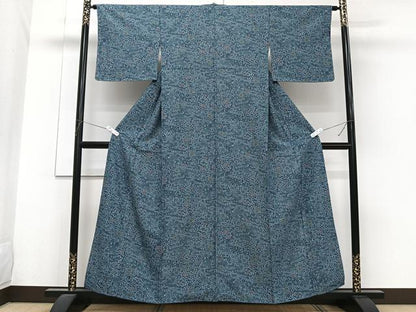 平和屋着物■上質な小紋　型染め　流水花鳥文　正絹　逸品　CABG6911xi