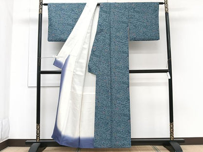 平和屋着物■上質な小紋　型染め　流水花鳥文　正絹　逸品　CABG6911xi
