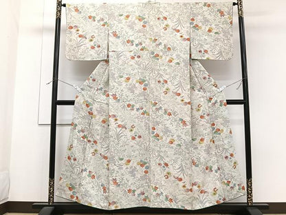 平和屋着物■上質な小紋　道長花文　正絹　逸品　CABG6915xi