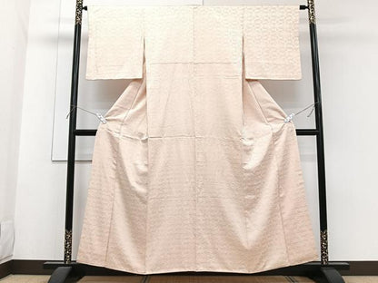 平和屋着物■上質な色無地　菱鶴文　洗柿色　正絹　逸品　CABG6916xi