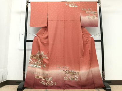平和屋着物■訪問着 横段花文 暈し染め 金彩 正絹 逸品 CABG6918xi
