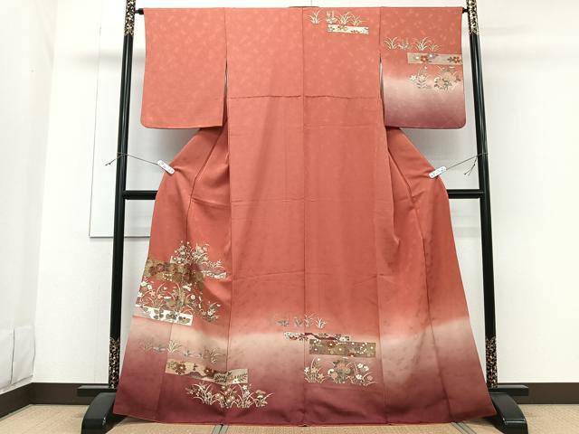 平和屋着物■訪問着 横段花文 暈し染め 金彩 正絹 逸品 CABG6918xi