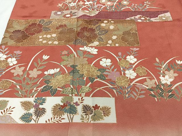 平和屋着物■訪問着 横段花文 暈し染め 金彩 正絹 逸品 CABG6918xi