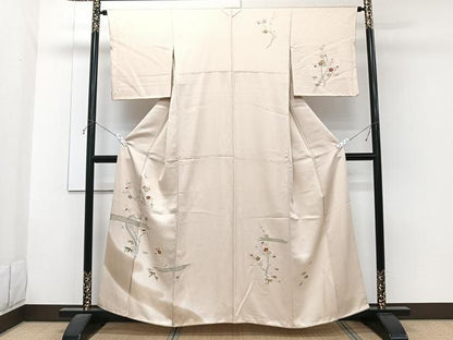平和屋着物■訪問着　駒刺繍　立波枝梅笹文　暈し染め　正絹　逸品　CABG6921xi