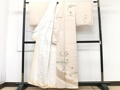 平和屋着物■訪問着　駒刺繍　立波枝梅笹文　暈し染め　正絹　逸品　CABG6921xi
