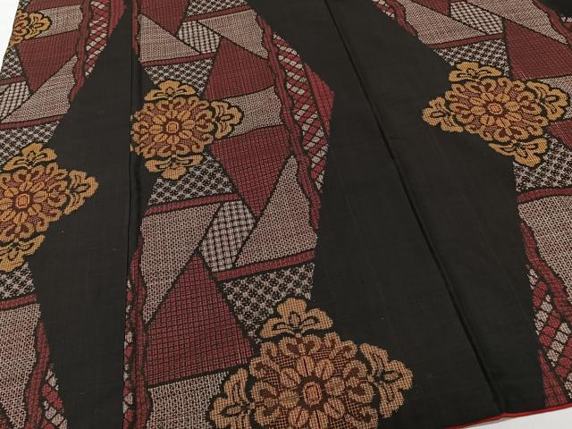 平和屋着物■本場大島紬　幾何学花文　正絹　逸品　CABG6922xi